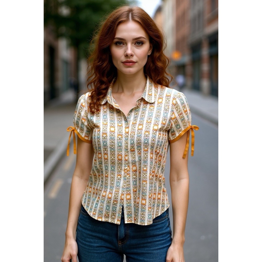 VINTAGE original penguin munsingwear Orange Silk Blouse Nwot size 8